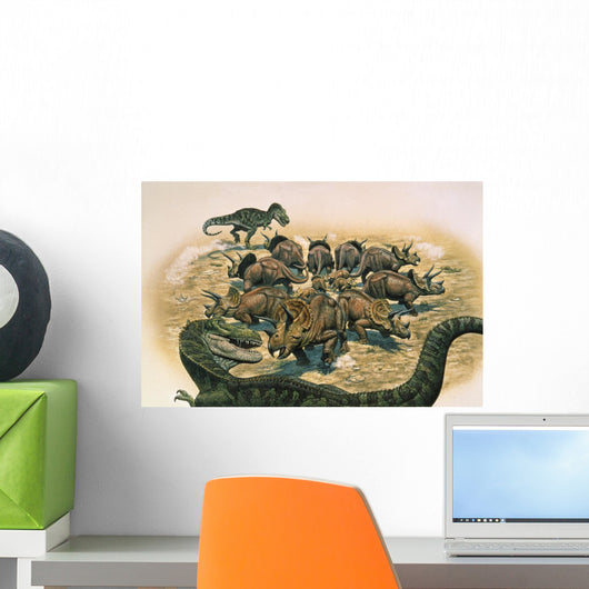 Herd Triceratops Defend Their Wall Decal