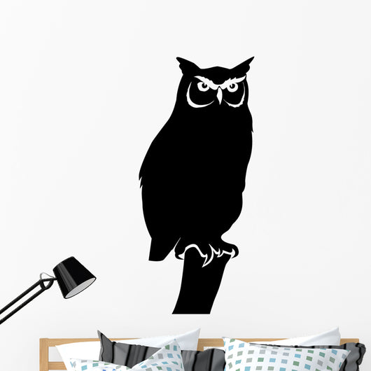 Owl Standing Branch Bird Wall Decal