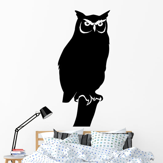 Owl Standing Branch Bird Wall Decal