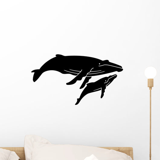Whale and Baby Water Wall Decal