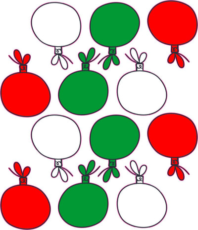 Christmas Ornament Decals | Red, Green and White Christmas Ornaments