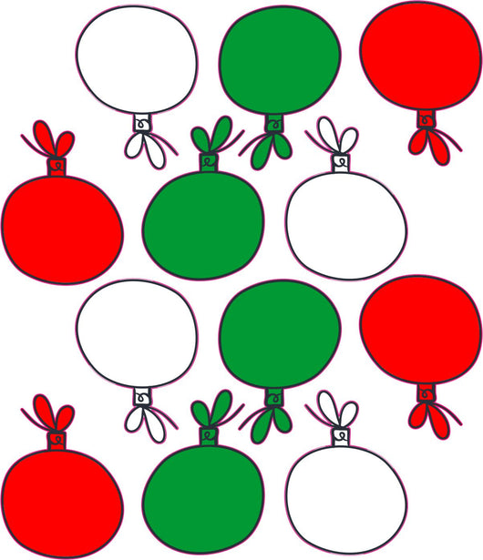 Christmas Ornament Decals | Red, Green and White Christmas Ornaments