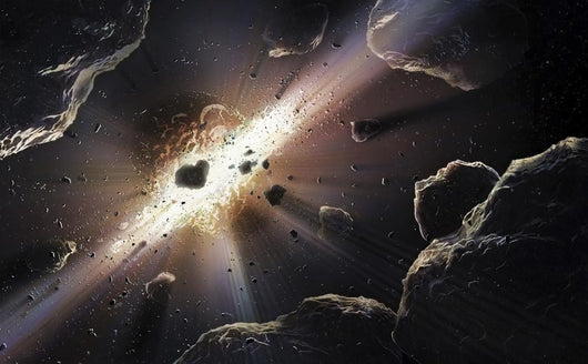 Astronomical Illustration Depicting Collision Wall Decal