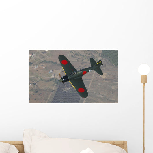 A6m Japanese Zero Flying over Fields Wall Decal