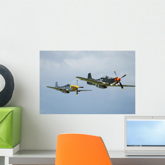 Two P-51d Mustangs United Wall Decal