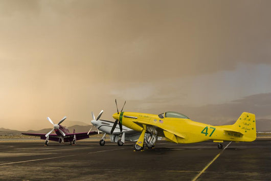 Three P-51 Mustangs Parked Wall Decal