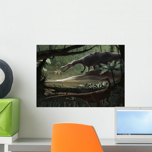 Baryonyx Walkeri Fishing While Wall Decal