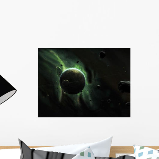 Green Planet Surrounded Several Wall Decal