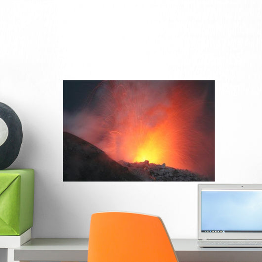 Nighttime Eruption Santiaguito Dome Wall Decal