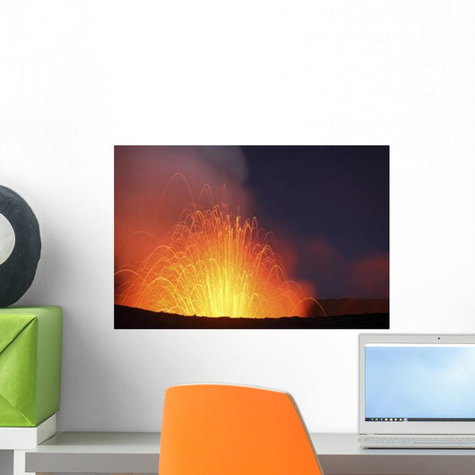 Strombolian Eruption Starlit Night Wall Decal Design 1