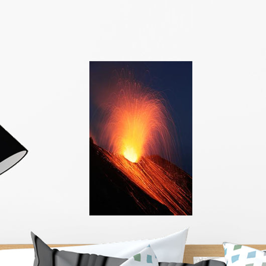 Strombolian Eruption Stromboli Volcano Wall Decal Design 4