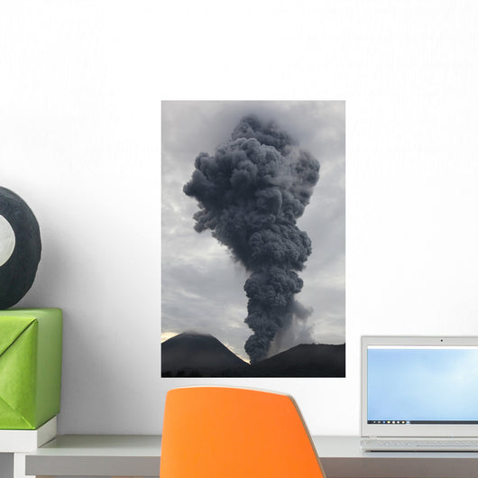 Ash Cloud Rising from Wall Decal Design 17