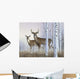 Deer In Birch Woods Wall Mural