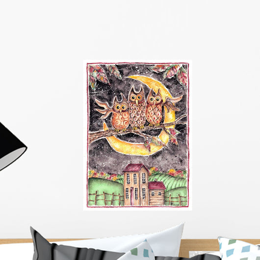 Three Owl Halloween Wall Decal