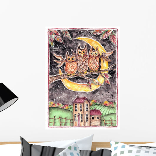 Three Owl Halloween Wall Decal