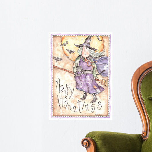 Happy Hauntings Witch Wall Decal