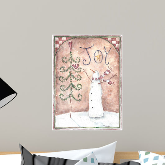 Joy Primitive Snowman Wall Decal