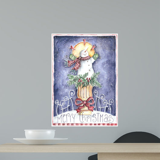 Merry Christmas Snowman Wall Decal