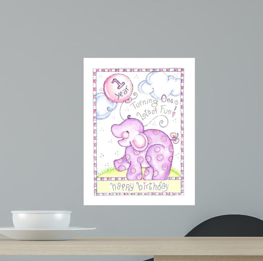First Birthday Elephant Wall Decal