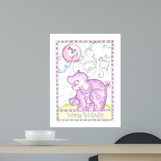 First Birthday Elephant Wall Decal