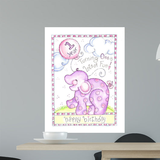First Birthday Elephant Wall Decal