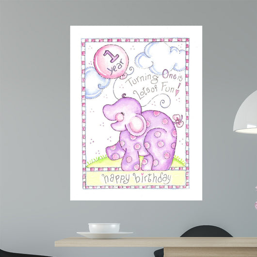 First Birthday Elephant Wall Decal