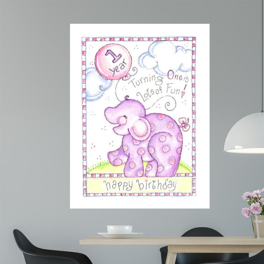 First Birthday Elephant Wall Decal