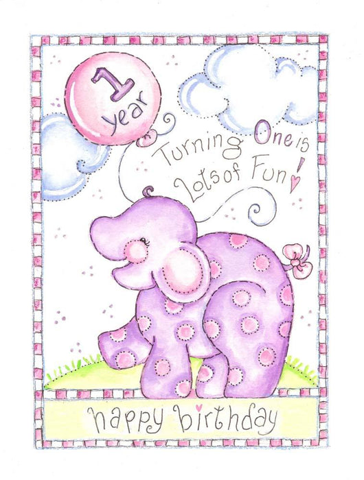 First Birthday Elephant Wall Decal