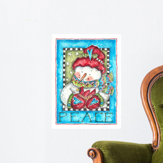 Peace Snowman and Cardinal Wall Decal