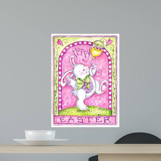 Easter Bunny with Balloon Wall Decal