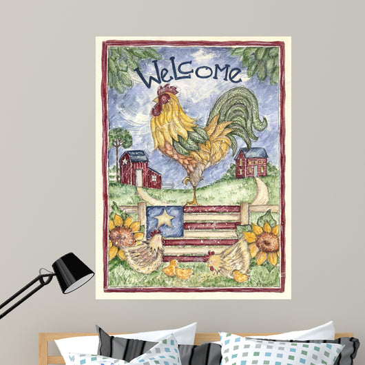Welcome Rooster Wall Decal