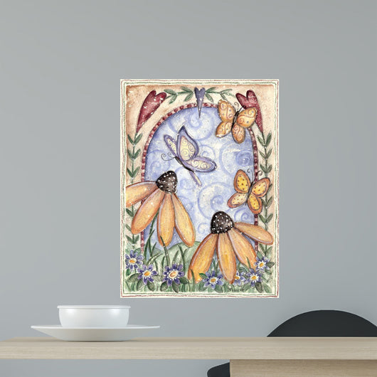 Garden Flowers Butterflies Wall Decal