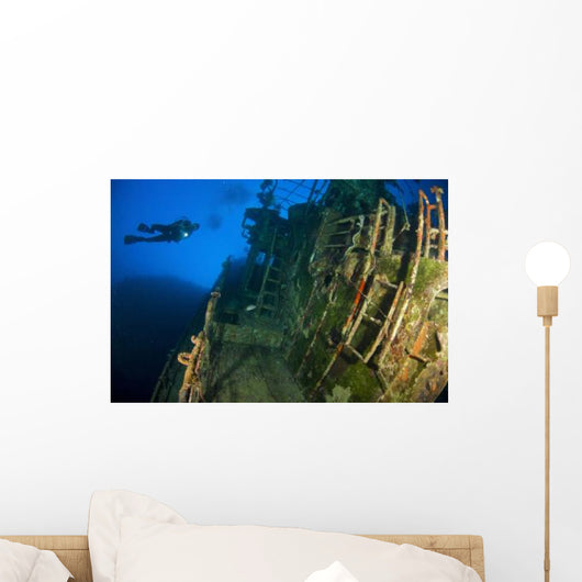 Diver Explores Wreck Soltai Wall Decal