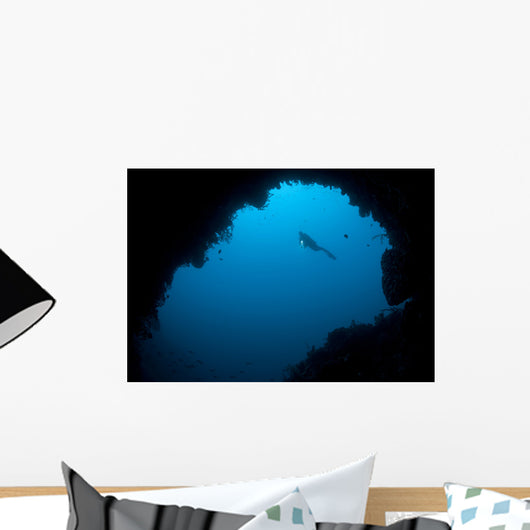 Diver Explores Cavern Gorontalo Wall Decal