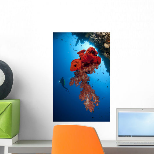 Diver Looks Bright Red Wall Decal Design 1