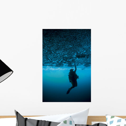 Diver Reaches up to Wall Decal