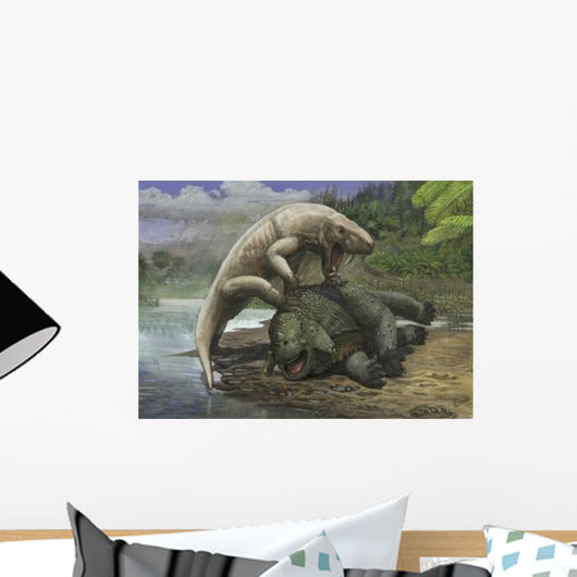 Inostrancevia Attacks Scutosaurus Wall Decal