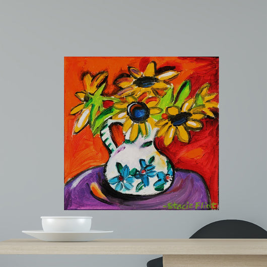 Purple Table with Sunflowers Wall Decal