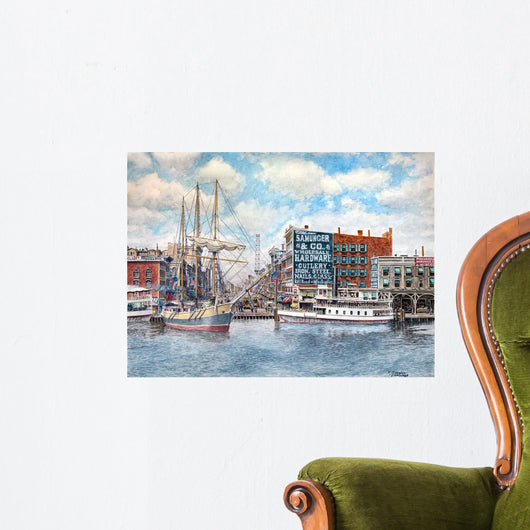 Detroit Water Front 1896 Wall Decal