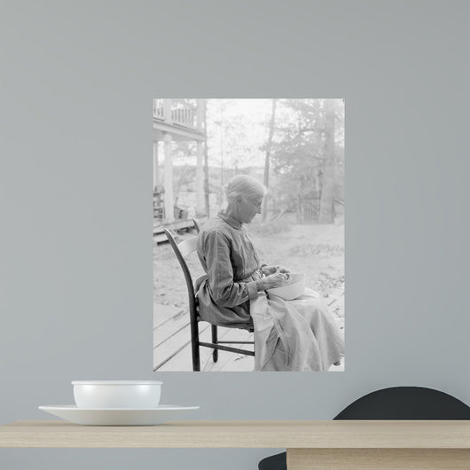 Elder Woman Cutting Fruit Wall Decal