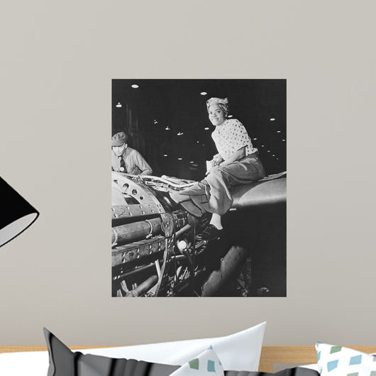 Female Riveter Working Fabrication Wall Decal