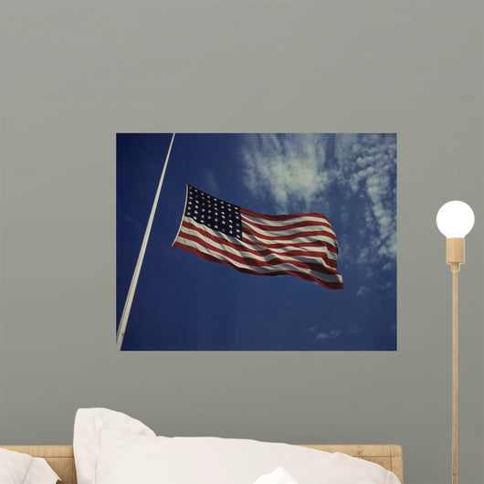 American Flag Waving Wind Wall Decal Design 2