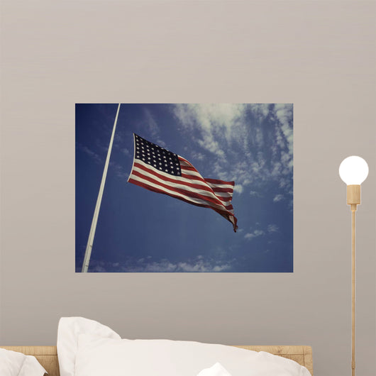 American Flag Waving Wind Wall Decal Design 1