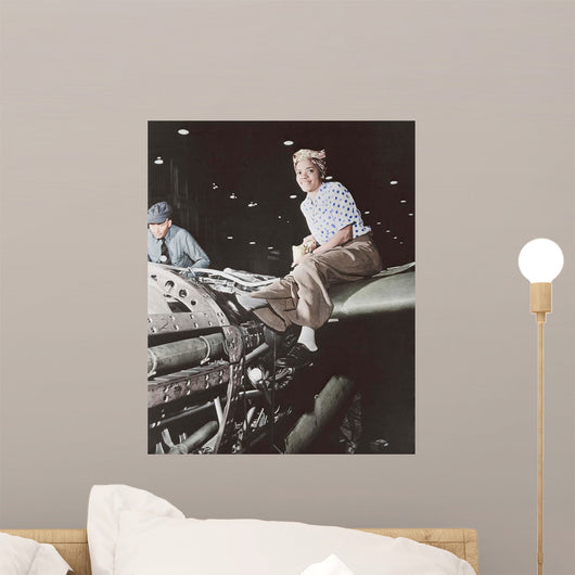 Female Riveter Working Fabrication Wall Decal