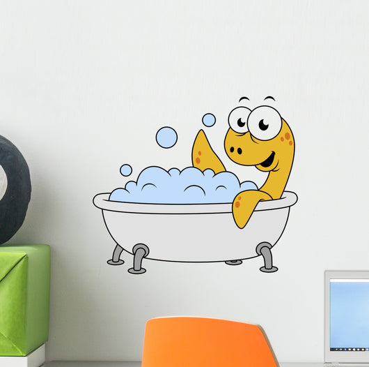 Illustration Bathing Loch Ness Wall Decal