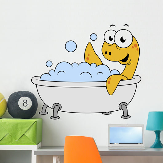Illustration Bathing Loch Ness Wall Decal