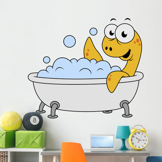 Illustration Bathing Loch Ness Wall Decal