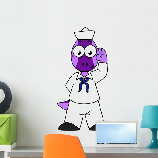 Illustration Pachycephalosaurus Dinosaur Navy Wall Decal