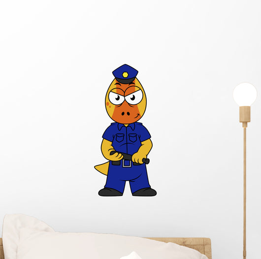 Illustration Pachycephalosaurus Police Officer Wall Decal