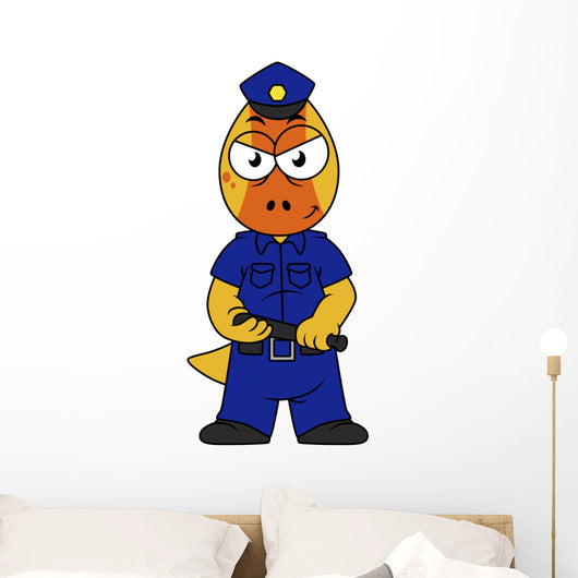 Illustration Pachycephalosaurus Police Officer Wall Decal